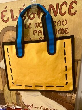 Tote Bag Bold Stitch and Color-block  detail NWOT